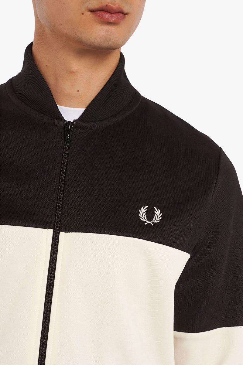 Black Fred Perry Colour Block Track Men's Jackets | PH 1187NWYB